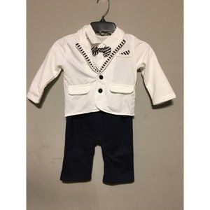 Rorychen baby navy and white cotton suit outfit size 95